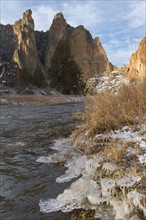 River and rock formation in winter