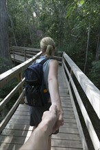 Mid-adult couple hiking