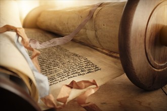 View of Torah scroll.