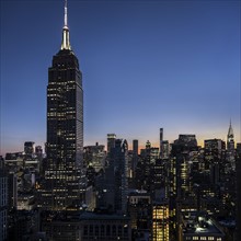 Cityscape at dusk. USA, New York, New York City.