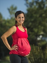Portrait of pregnant woman smiling
