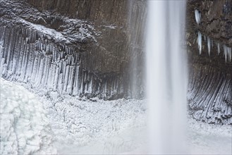 Frozen falls in winter