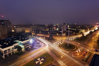 Road intersection at night