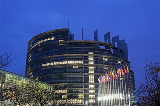 European Parliament at night