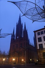 Marktkirche silhouetted at dawn