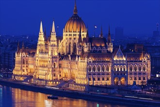 Hungarian Parliament illuminated at night