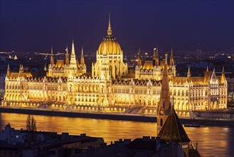 Hungarian Parliament illuminated at night