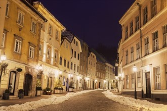 Illuminated old town street
