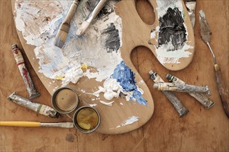 Paintbrushes and palette.