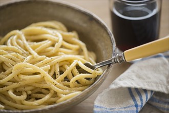 Studio shot of spaghetti alla cacio e pepe