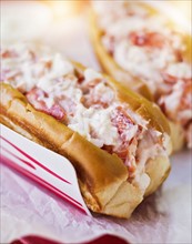 Close up of lobster sandwich