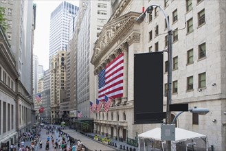 View of busy Wall Street