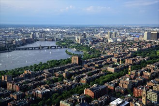 Elevated view over Back Bay, Beacon Hill and Charles River