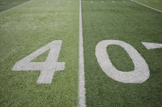 Football field marking of 40 yard line