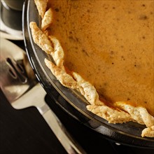 Close-up of pumpkin pie for Thanksgiving.