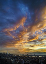 Scenic cloudscape at sunset. New York City, New York, USA.