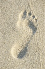 Close up of footprint in sand