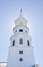 Church tower against clear sky