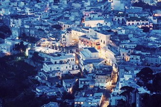 Elevated view of town at night