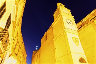 St. Agatha Cathedral illuminated at night