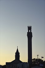 Silhouette of Provincetown monument of dusk