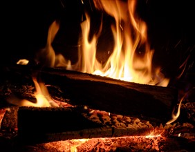 Close-up of fireplace.