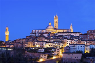 Townscape with Siena Cathedral at dusk