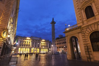 Illuminated Colonna Square with Column of Marcus Aurelius