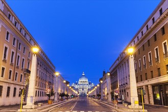 Road leading to St. Peter's Basilica at dusk