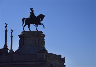 Statue of Victor Emmanuel III against clear sky