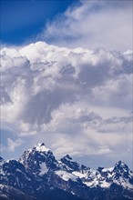 Mountain peaks in clouds