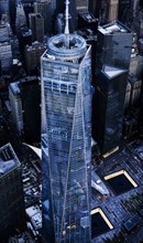 Aerial view of One World Trade Center. USA, New York, New York City.