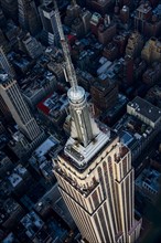 Aerial view of Empire State Building. USA, New York, New York City.