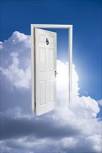 Opened door in clouds.