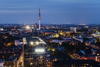 Panorama of Hamburg with Heinrich-Hertz Tower Hamburg, Germany