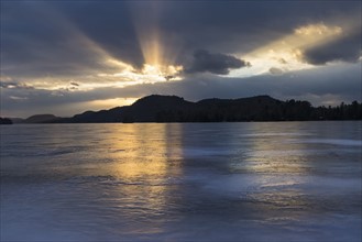 Brant Lake in Adirondack region at sunset