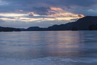 Brant Lake in Adirondack region at dusk