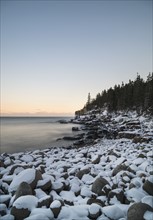 Otter Cliffs in Acadia National Park in winter