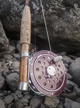 Close-up of fishing rod and reel
