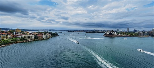 Aerial view of Sydney Opera House on cloudy day