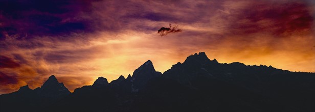 Sunset sky over mountains