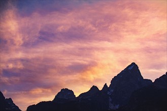 Sunset sky over mountains