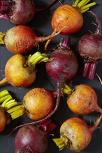 Overhead view of raw beets