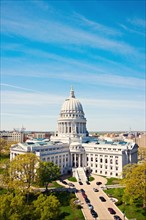 Wisconsin, Madison, Capitol with blue sky