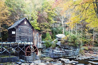 West Virginia, Babcock State Park, Old wooden mill in forest