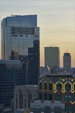 Massachusetts, Boston, Office buildings at dusk