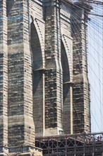 USA, New York State, New York City, Detail of Brooklyn Bridge