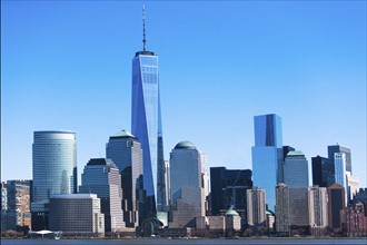 USA, New York State, New York City, Manhattan, City panorama seen across Hudson River