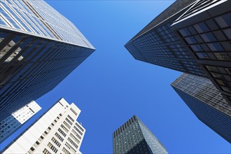USA, New York State, New York City, Manhattan, Skyscrapers seen from below