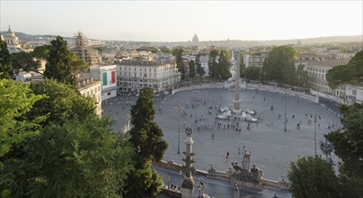 Italy, Rome, Sunny day over Piazza del Popolo